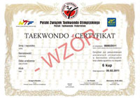 Certyfikat uczniowski Taekwondo